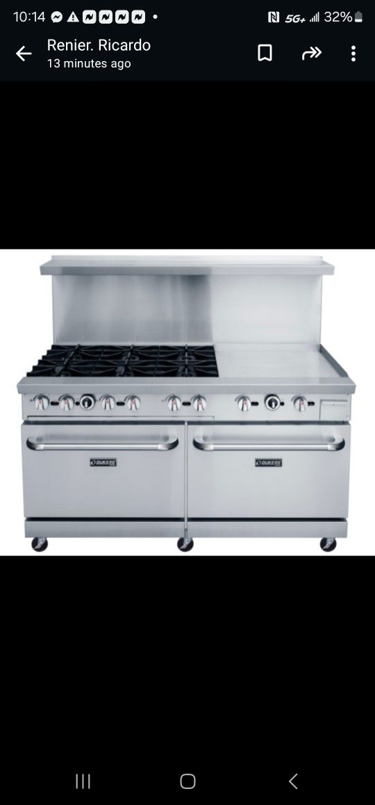 Six Burner Stove With GRIDDLE OVEN. 