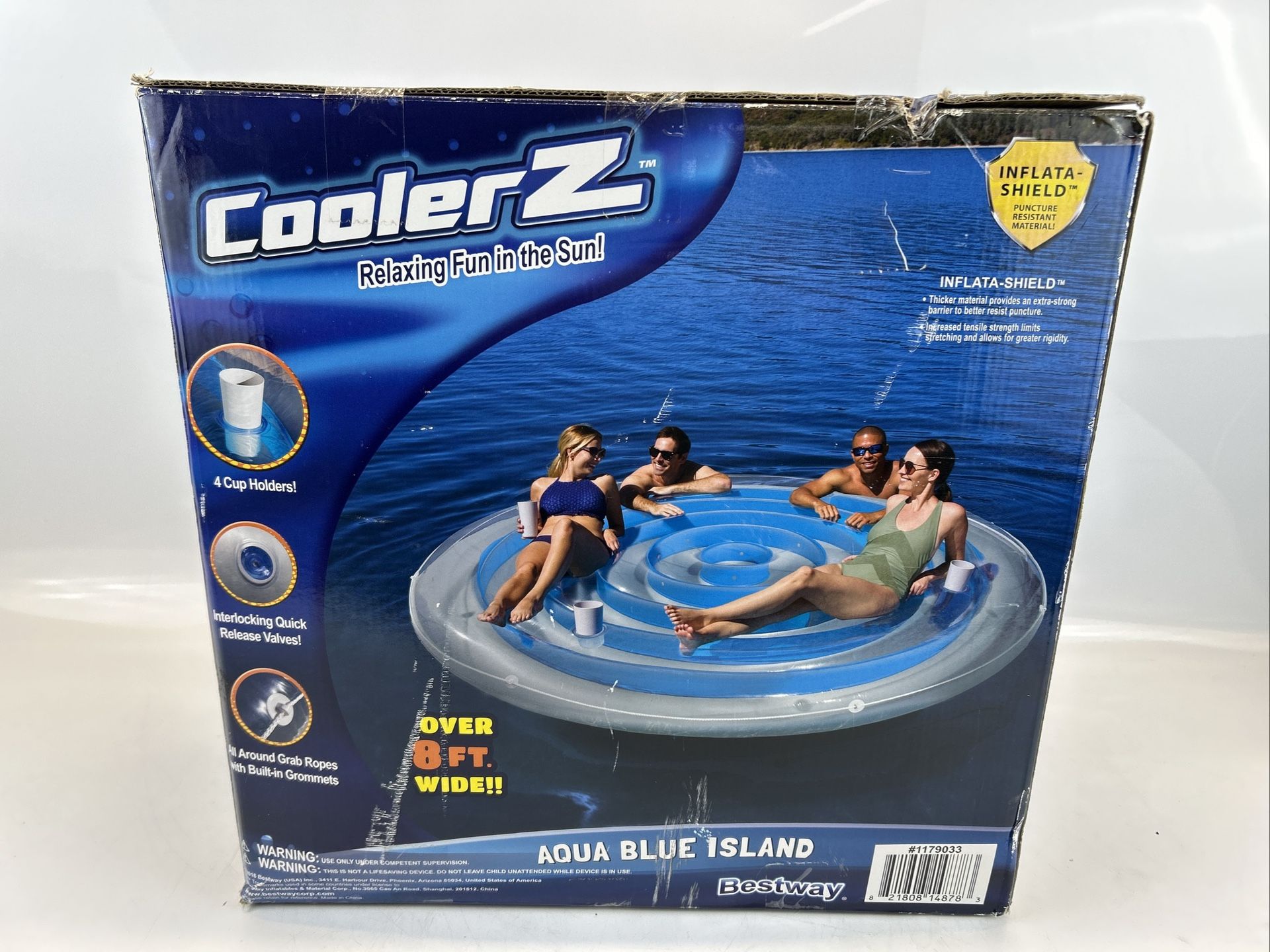 Bestway 4 Person Cooler Z Aqua Blue Floating Island Water Inflatable Coolerz New