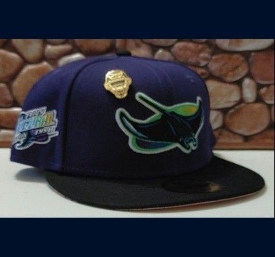 Tampa Bay DEVIL RAYS Size 7 New Era 59FIFTY BLACK/PURPLE "INAUGURAL SEASON" SIDEPATCH (NWT) COMES W/ PIN! Please Read Description.