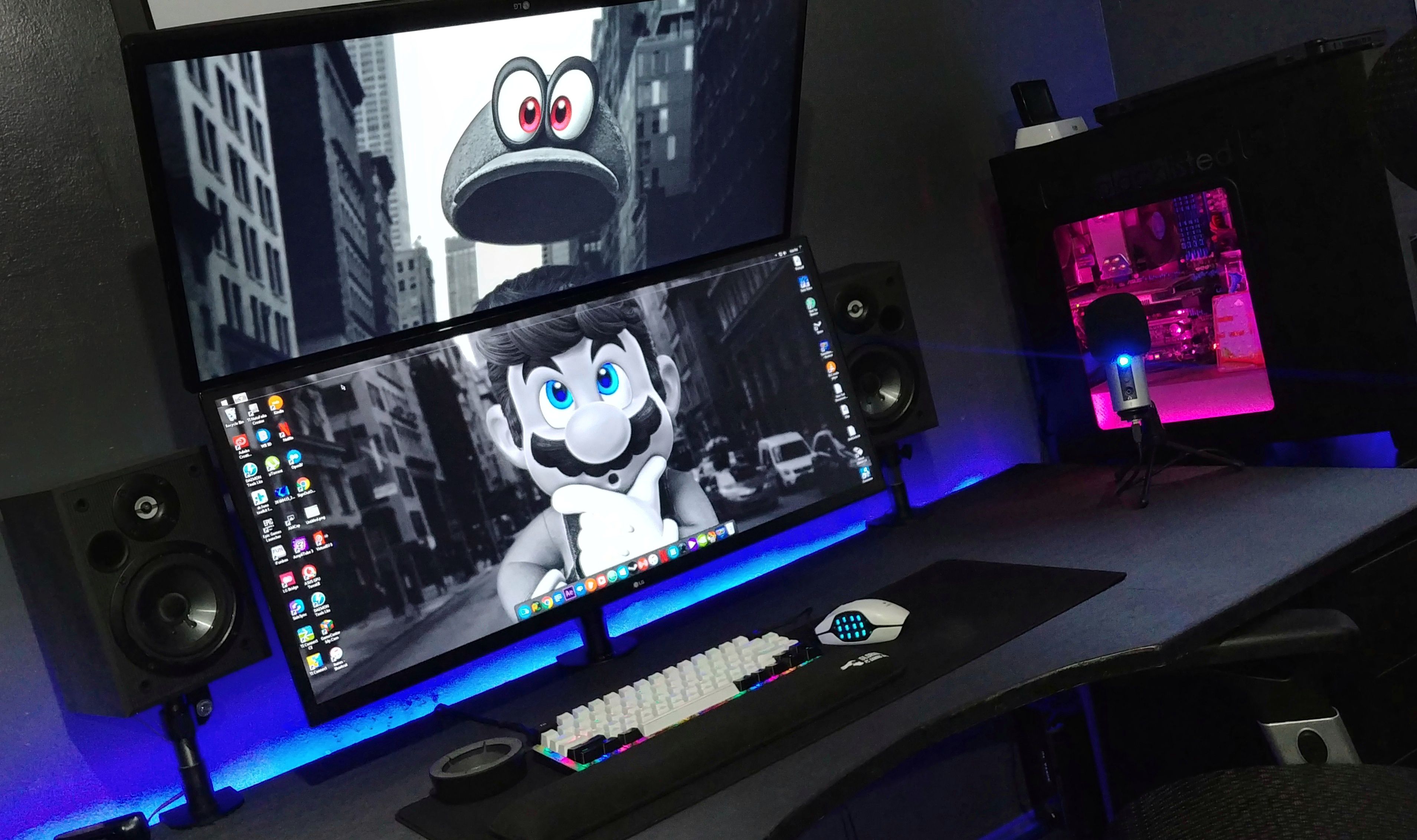 Two LG 34 Ultrawide Monitors with vertical desk mount