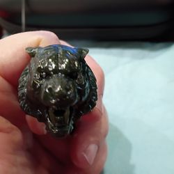 Beautiful green lion head jade jadeite Ring, size 13.