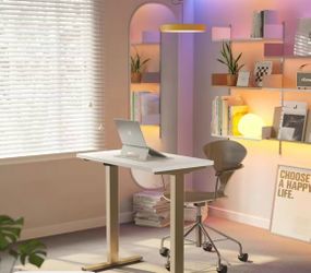Adjustable standing desk white and gold