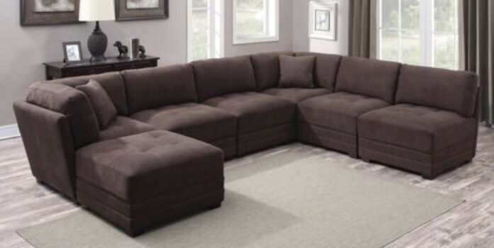 LUXURY HUGE L-SHAPED BROWN SECTIONAL COUCH WITH 6 MULTIPLE REVERSIBLE SECTIONAL!!!🧡🖤🧡🖤🛋