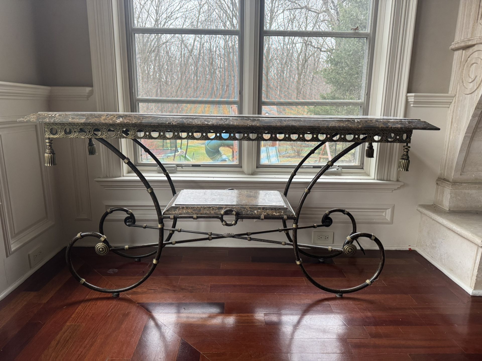 Marble Top Metal Base Console Table