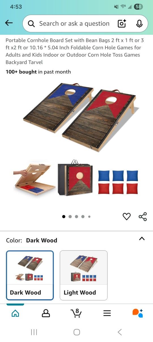 Portable Cornhole Board Set with Bean Bags