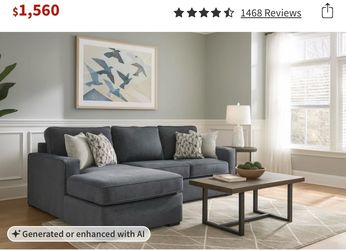 Sofa Couch Blue Grey Sleeper Sectional Chaise Bed