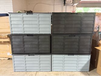 75 Gallon Outdoor Storage Box, Lockable Plastic Storage Containers with Lid, Patio Deck Box Furniture for Garden, Pool, Balcony, Yard (Gray)  $29   Pi
