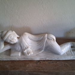 Mandalay Carved Marble Reclining Buddha Statue