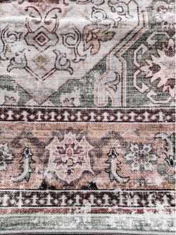 Sage Green Traditional Medallion Area Rug/8’ x 10’ Washable Area Rug – Soft, Non-Slip & Stain Resist