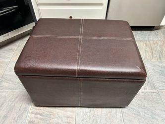 Brown Faux Leather Storage Ottomans