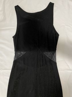 Formal Floor Length Peekaboo Black Dress W Gold Sparkles - Size XS 