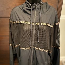 Victoria’s Secret PINK Black Mesh Windbreaker Jacket