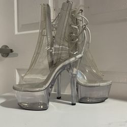 Pleasers Clear Boot Heels Size 9