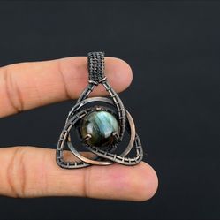 Blue Labradorite Pendant Copper Wrapped 