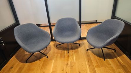 Set of 3 Modern Gray Lounge Chairs – Mid Century Modern – Excellent Condition