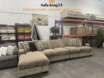 Free Delivery* Like New Taupe Sectional Sofa - Down Feather Filled!
