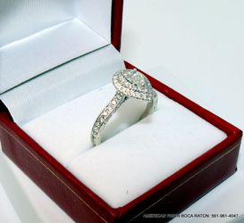 Neil Lane Pear-Shaped Natural Diamond Double Halo Engagement Ring in 14K White Gold 1.25 TCW  size 8.5