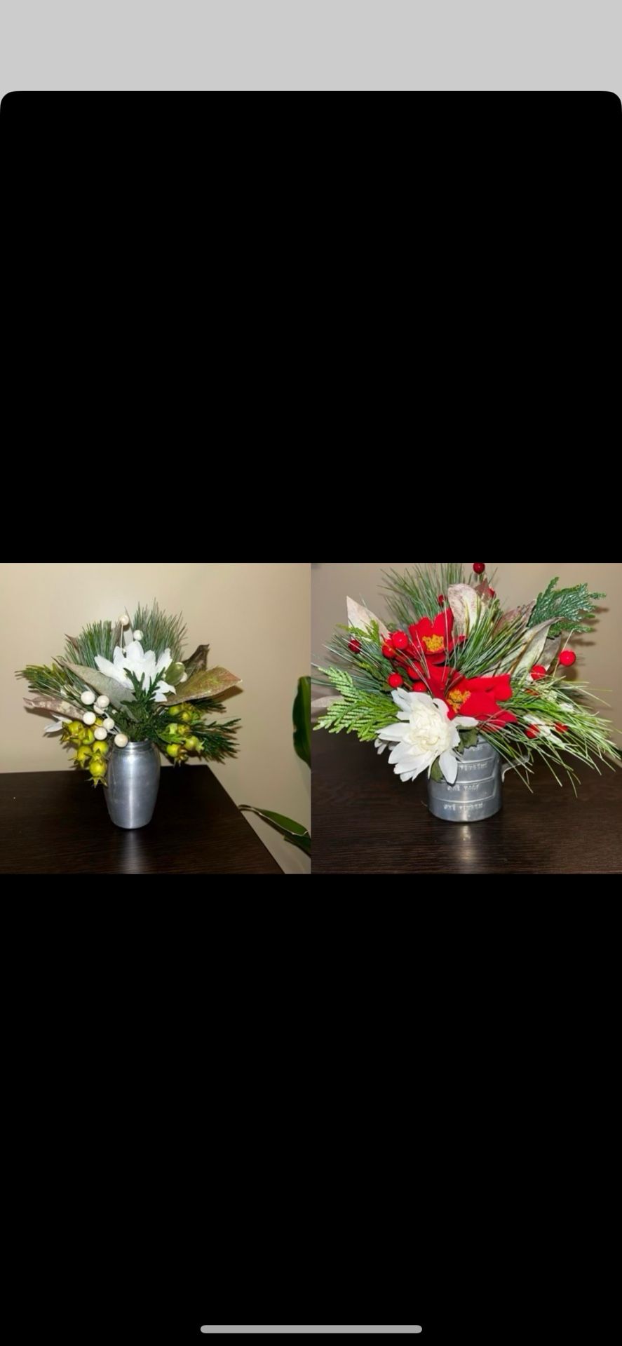 Holiday Floral Arrangements Fresh Evergreens & Silk Vintage Container