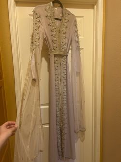 Gold and Cream color Long sleeve Maxi Dress