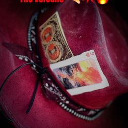 Dark Red Fedora Hat Hand Burned Distressed Rustic Look Volcano Theme THE VOLCANO HAT one Of a Kind Customized Hat