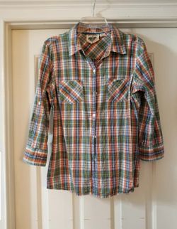 Girl Krazy Size Medium Plaid Button Up Blouse Shirt