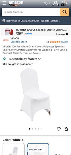 100 Pcs White Chair Covers Polyester Spandex Chair Cover Stretch Slipcovers for Wedding Party Dining Banquet Chair Decoration Covers