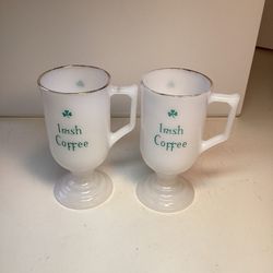 Set Of 2 Vintage Milk Glass Irish Coffee Mugs for Sale in Mukilteo
