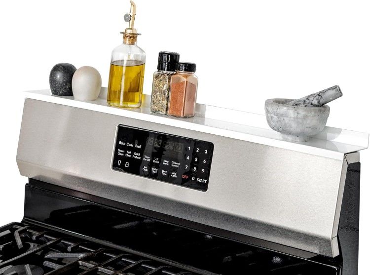Over Stove Spice Shelf Organizer 20in White Magnetic with Zero Installation