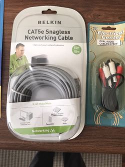 Belkin CAT5e Snagless Network Cable 50ft & dual audio cable 6ft both $18 .