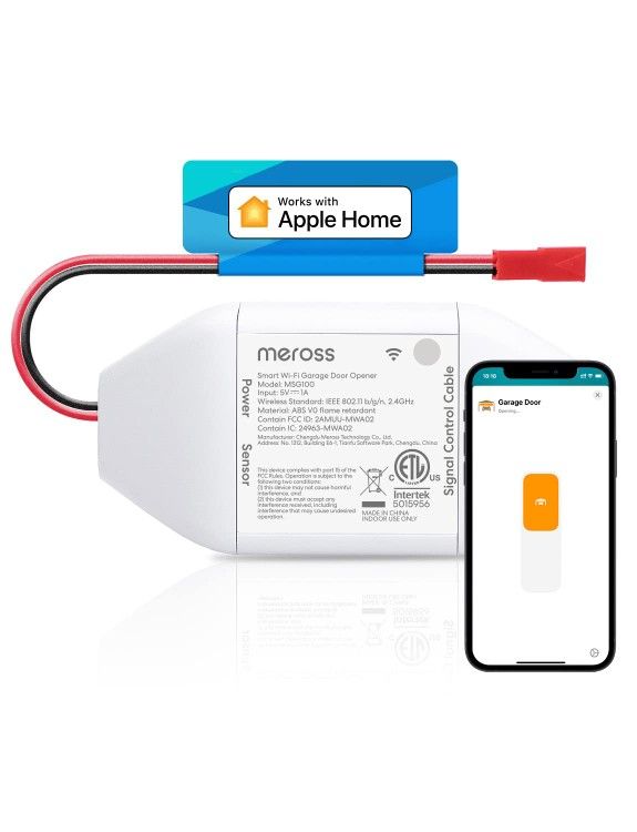 Smart Wi-Fi Garage Door Opener Remote Control Compatible With Apple Home & CarPlay