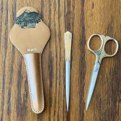Vintage Germany Scissors Letter Opener Sheath Walchensee Jochberg RARE