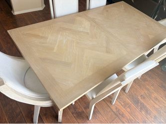 Dining table with seven chairs