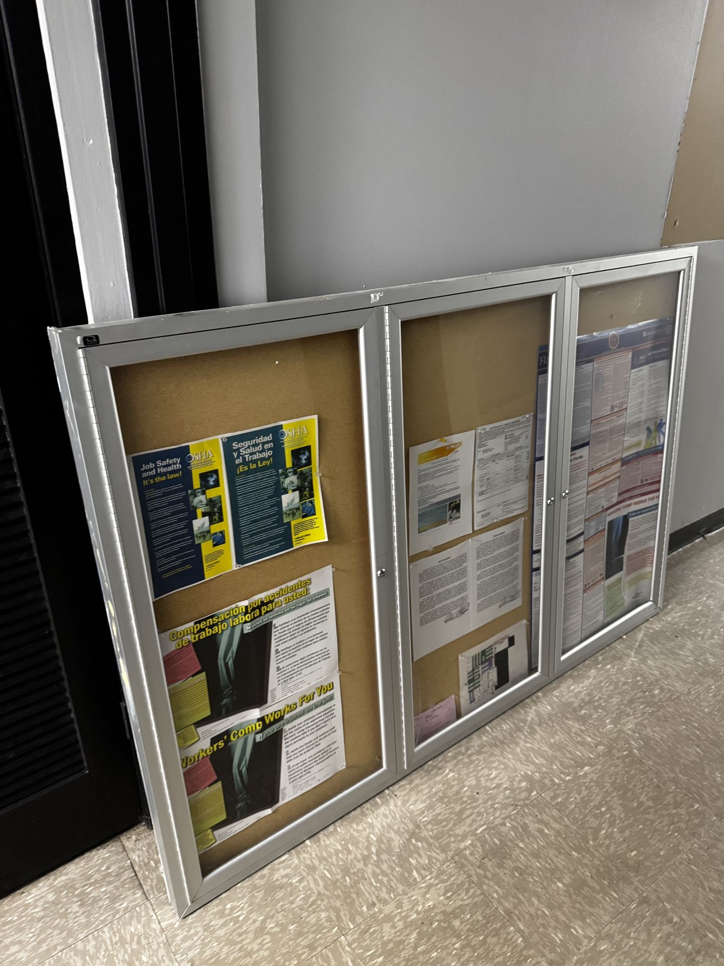 Large Silver Framed Office Bulletin Board 