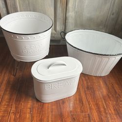 White Decorative Metal Buckets 