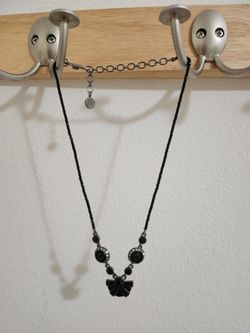 18” Boho Chic Black Headed Cord & Pendant With Crystals