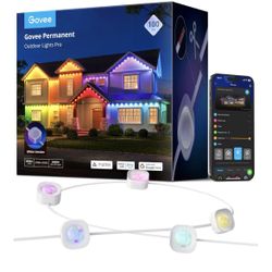 Govee Permanent Outdoor Lights Pro, 100ft with 60 RGBIC LED Lights for Daily and Accent Lighting, 75 Scene Modes for Outdoor Decor, IP67 Waterproof, W