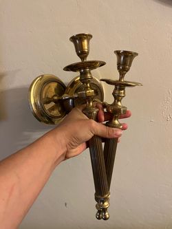 2 Antique candle sconces, brass made in India