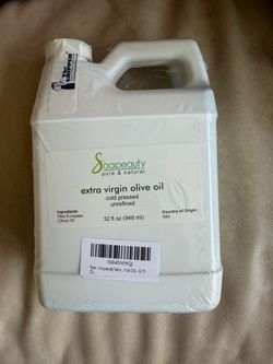 Soapeauty Extra Virgin Olive Oil, 100% Pure Cold Pressed Unrefined Carrier Oil for Skin, Hair, Massage & DIY Soap Making, 32 fl oz