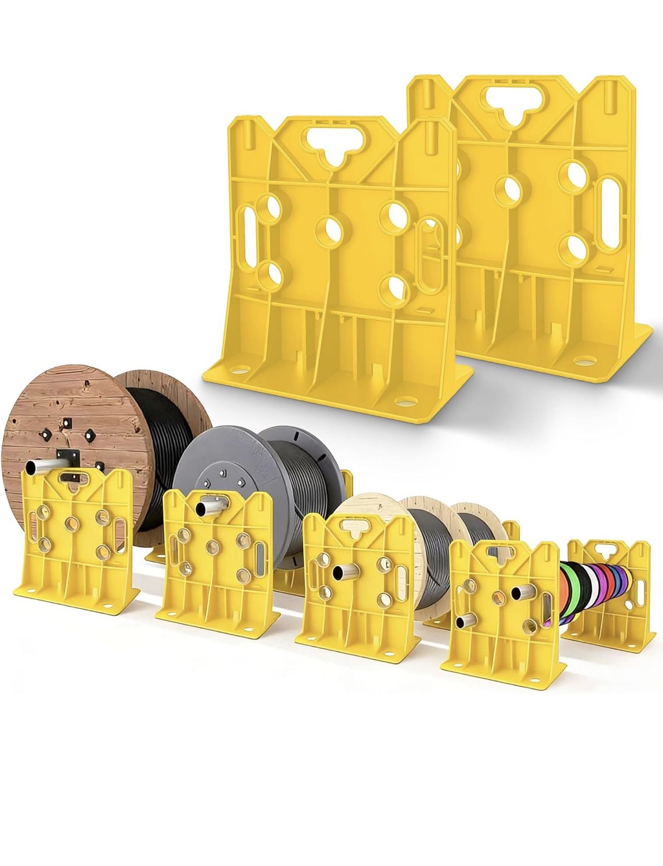 (2) Wire Spool Rack Multi Purpose Wire Dispenser for industrial Use 330lbs Capacity Heavy Duty Dispenser Holder 34'' Set (Yellow) $80