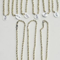 14k Hollow 3mm And 4mm 7 To 7 1/2 Inch Bracelets 