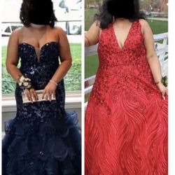 Henri’s Prom dresses in navy & red
