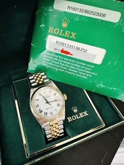 Rare Collectors Set  Rolex Datejust 18K/Steel Watch Ref 16013 Buckley Dial ~ Box & Papers