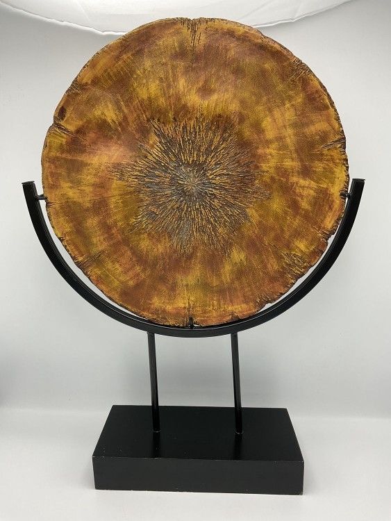 Wood medallion on stand