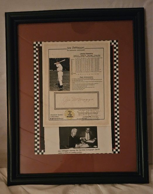Joe DiMaggio Authentic Autograph Of "The Yankee Clipper"!