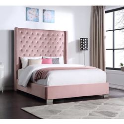 Queen Dshae Upholstered Standard Bed Pink