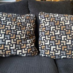 2 Navy Blue Geometric Design Throw Pillows