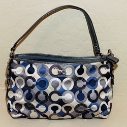 Coach Madison Sateen Demi Bag Blue Gray Sequins Op Art Mini Shoulder Bag 