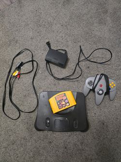 N64 with Donkey Kong 64 and One Controller