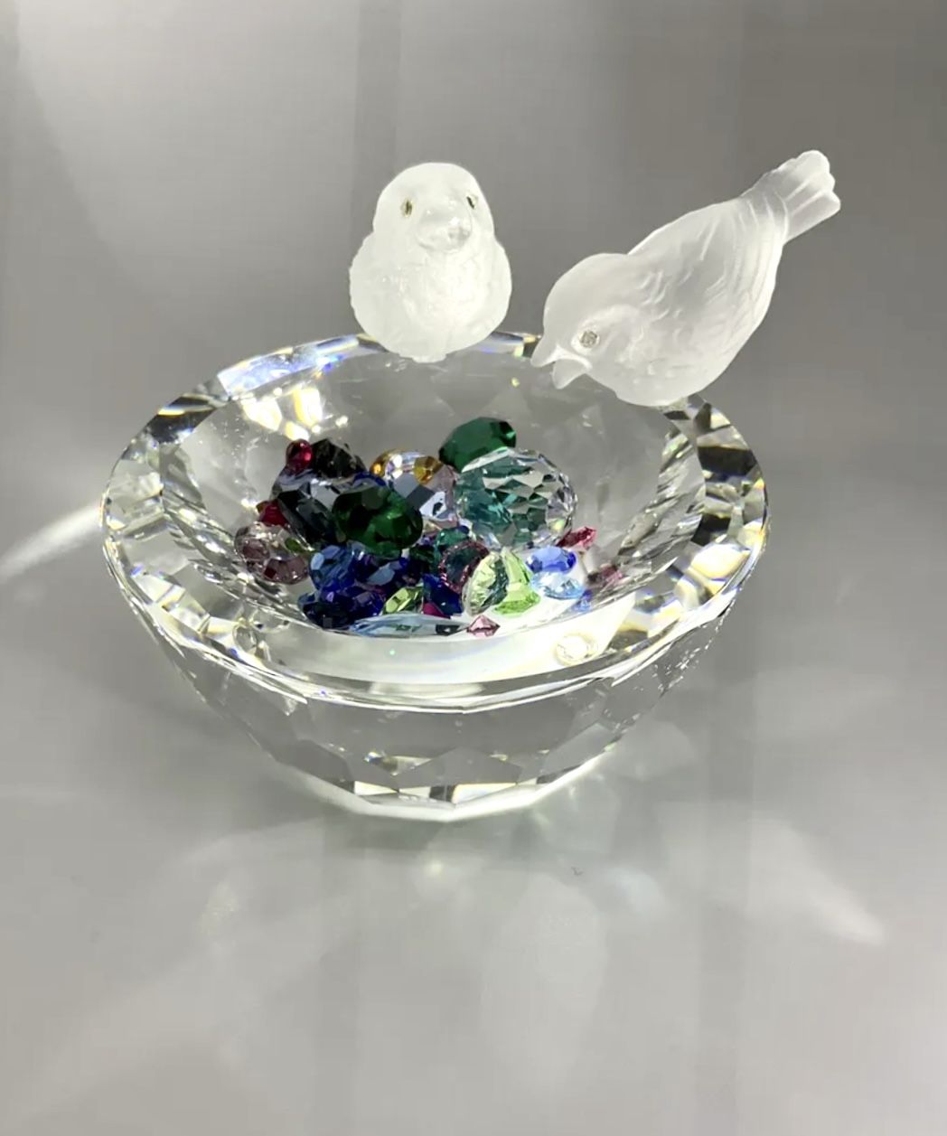 Vintage Swarovski Crystal Figurine Frosted Birds 74600NR