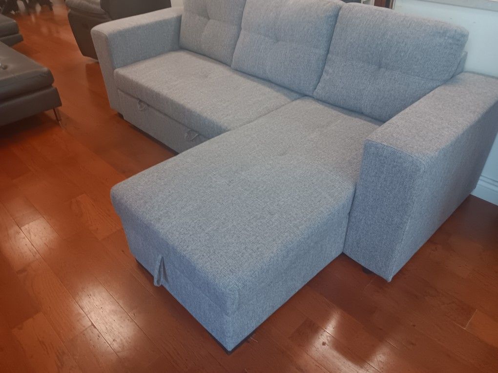 *June Sale Event!!!*---Monaco Fabric Sleeper Sofa W/Flexible Chaise---Delivery And Financing Available🤠